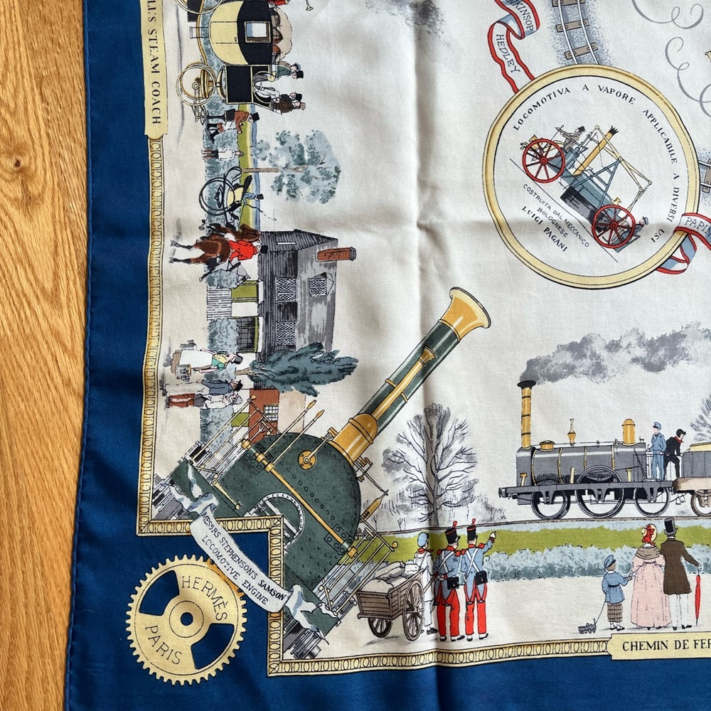 Hermes 90 x 90 cm silk scarf Les Merveilles de la Vapeur by Philippe LeDoux - Picture 10 of 12